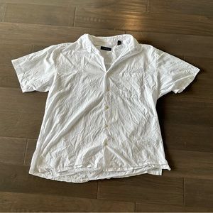 Club Room White Short Sleeve Button Down Top Size L